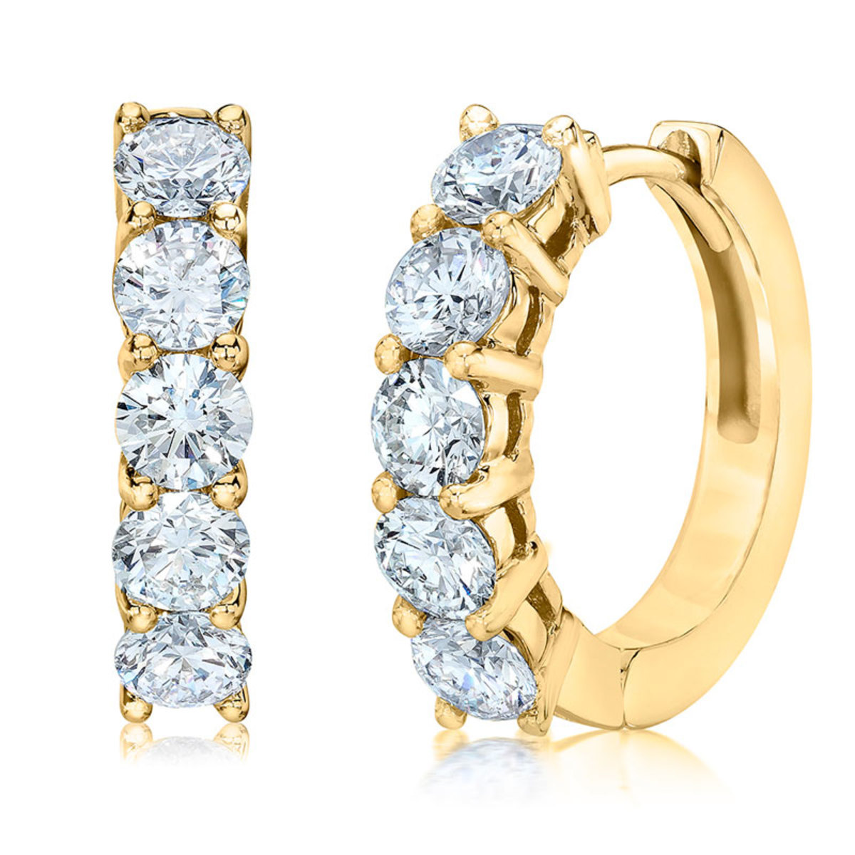 1.00ctw Round Brilliant Cut Hoop Earrings, 18ct Yellow Gold
