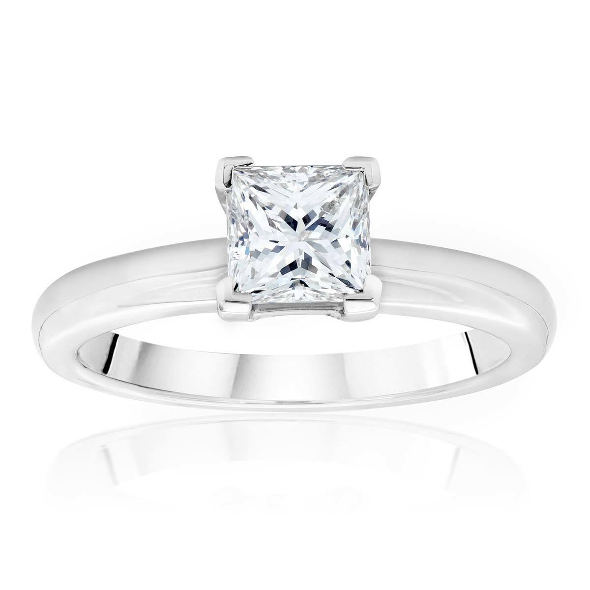 0.70ct Princess Cut Diamond Solitaire Ring, Platinum