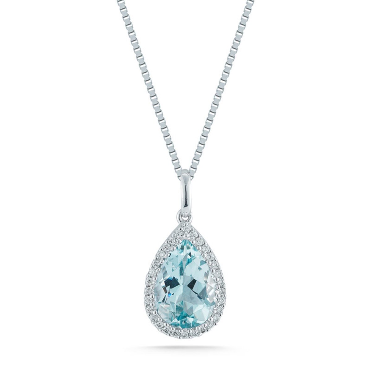 2.00ctw Aquamarine and 0.09ctw Diamond, 18ct White Gold Necklace