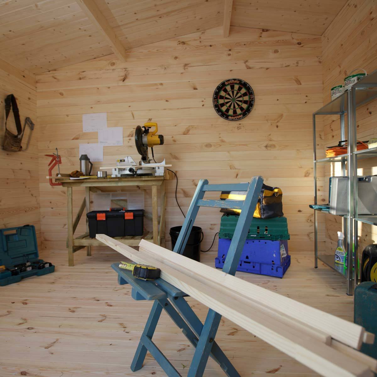 Installed Forest Garden Kimbrey 45mm Log Cabin 17ft x 13ft 8" (5.2 x 4.2 m)