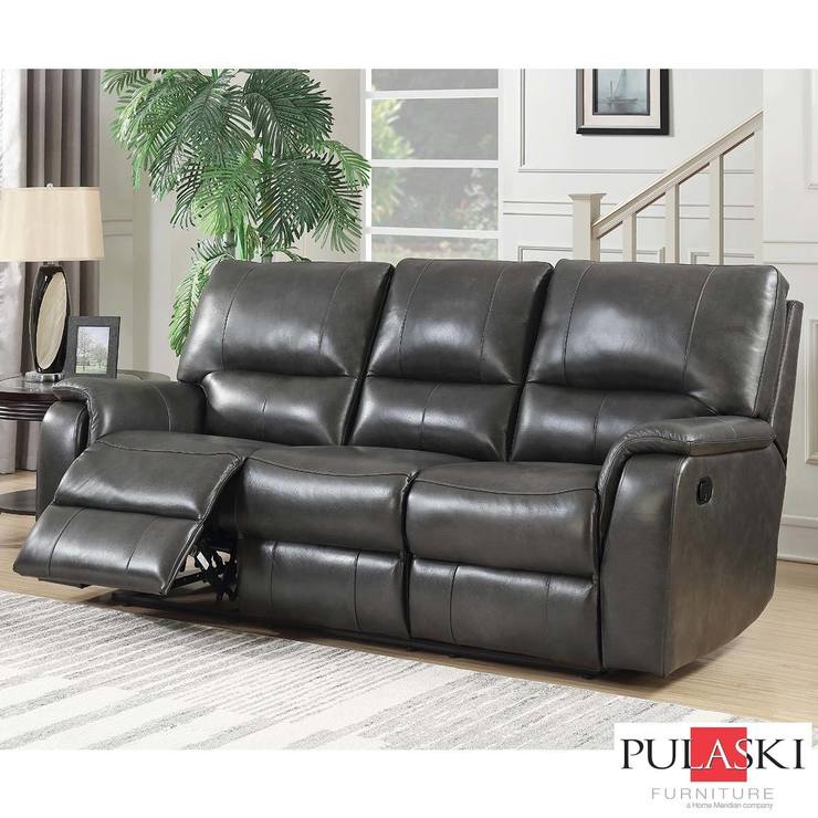 Pulaski Dunhill Grey Leather Power Reclining Sectional Sofa