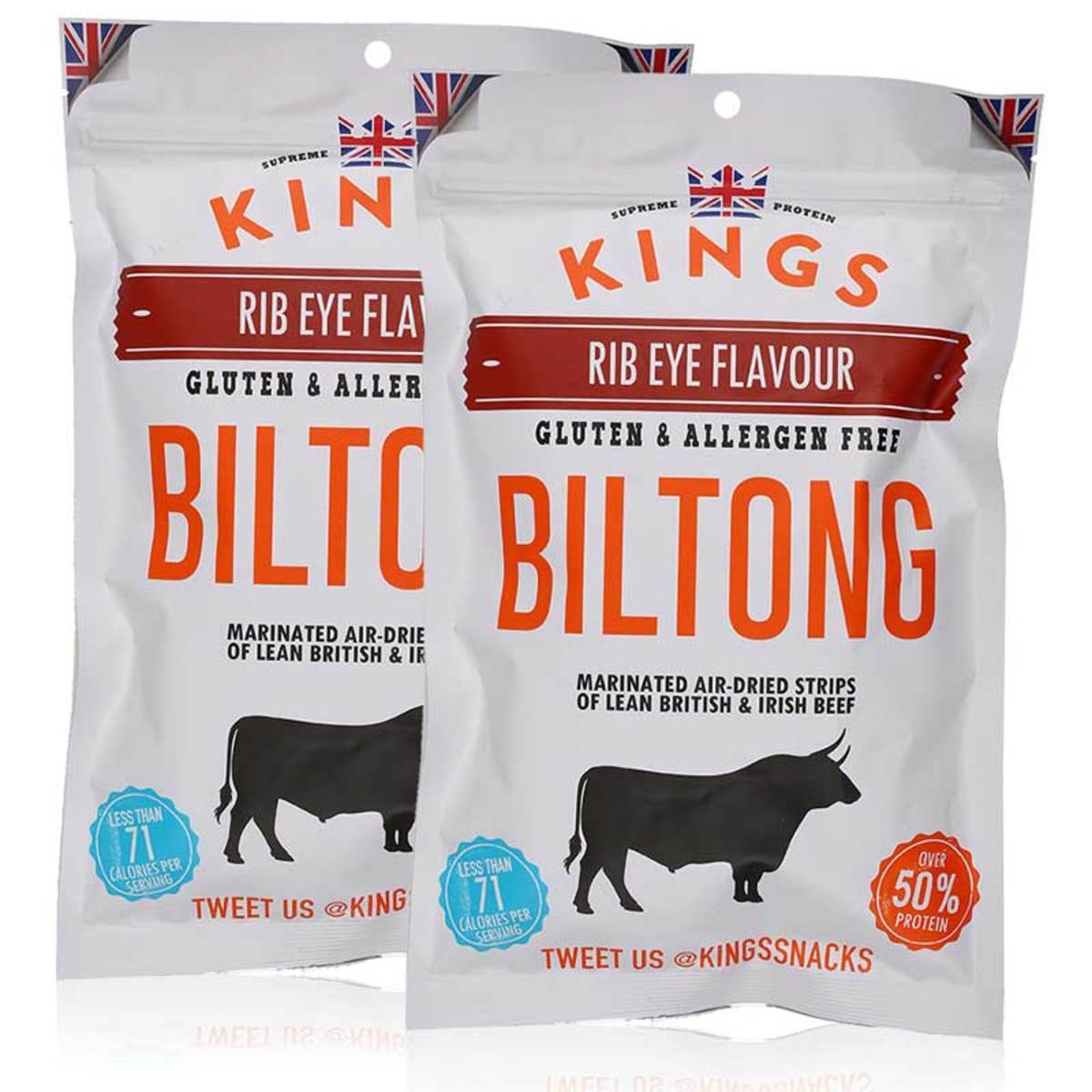 Kings Beef Biltong - Rib Eye Flavour, 2 x 300g Titan Packs