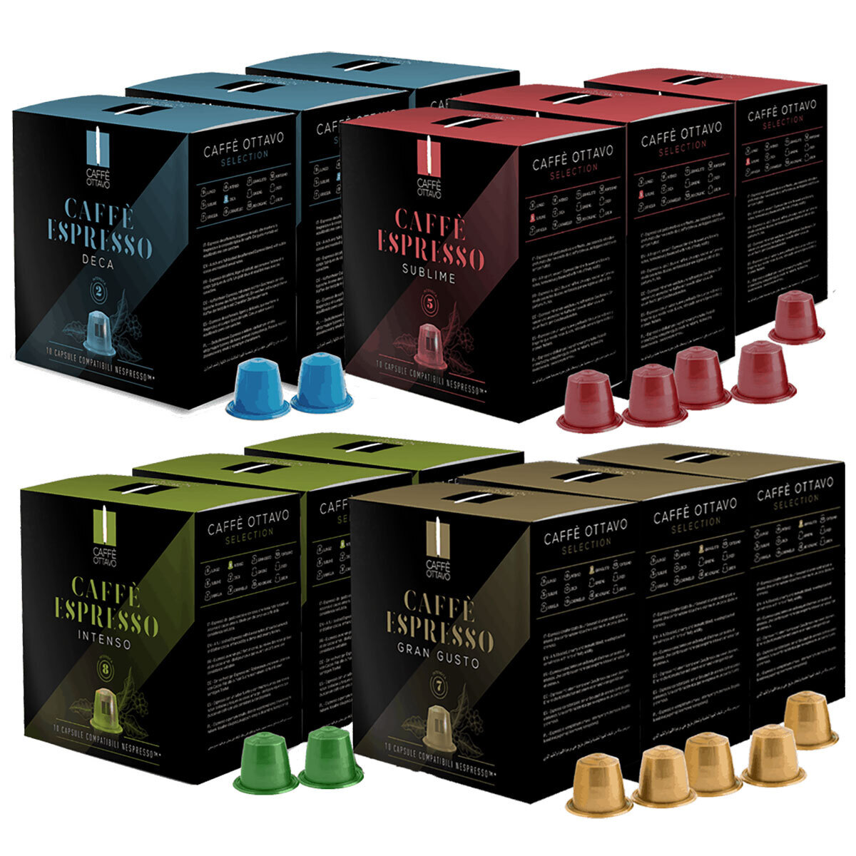 Caffe Ottavo Nespresso Compatible Coffee Pods, 120 Selection Pack