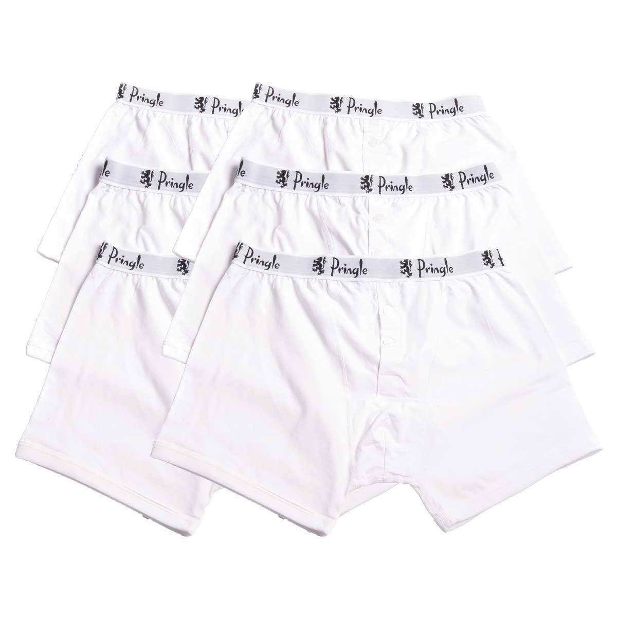 Pringle 2 x 3 - Pack William Men's Button Boxer Shorts in White, Small