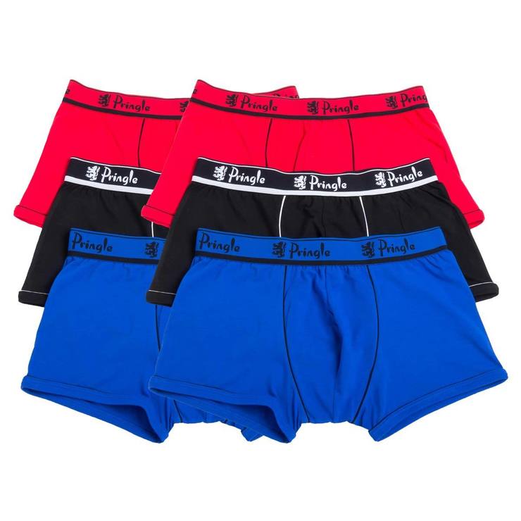 Pringle 2 x 3 Pack Men's Edward Boxer Shorts in Red, Black and Blue