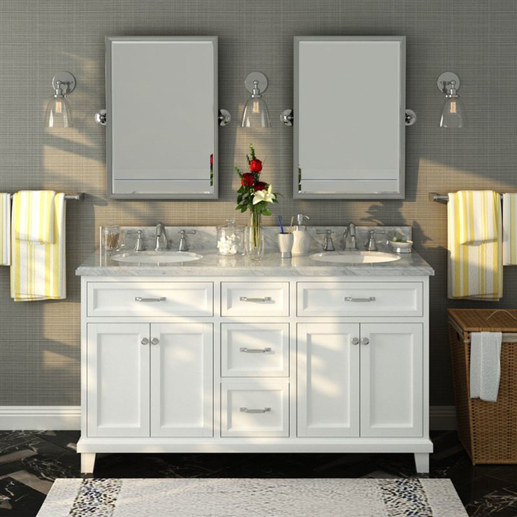 Lanza 60 152 4cm Double Sink Marble Top Vanity Unit With Flip Out Lanza 60 152 4cm Double Sink Marble Top Vanity Unit With Flip Out Tray Drawers