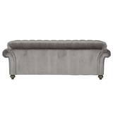 Bordeaux Button Back Grey Velvet 4 Seater Sofa