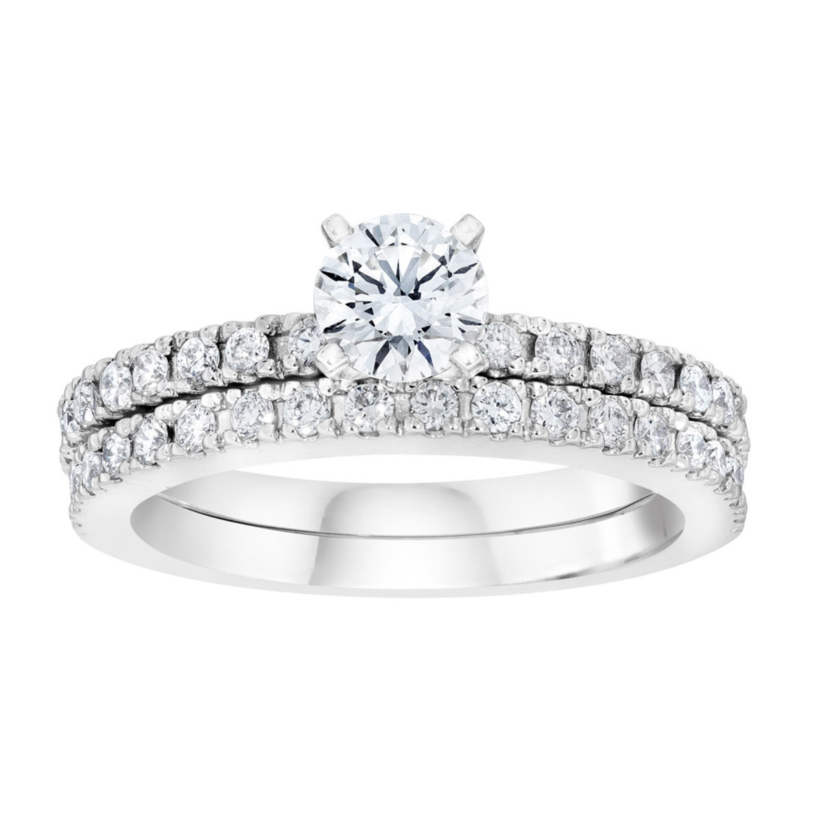 1.40ctw Round Brilliant Cut Diamond Wedding Ring Set