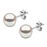 Cultured Freshwater White Pearl 7.5-8mm Pendant  and 6.5-7mm Stud Earrings, 18ct White Gold