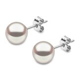 Cultured Freshwater White Pearl 7.5-8mm Pendant  and 6.5-7mm Stud Earrings, 18ct White Gold