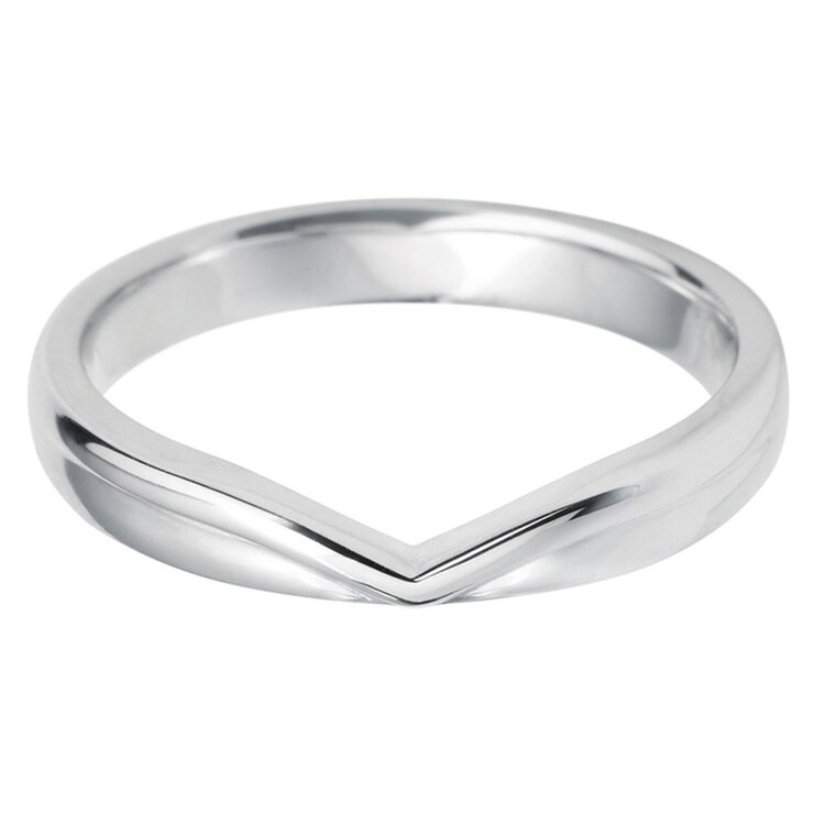 Ladies V  Shape  18ct White  Gold  Wedding  Band  in 3 Sizes 