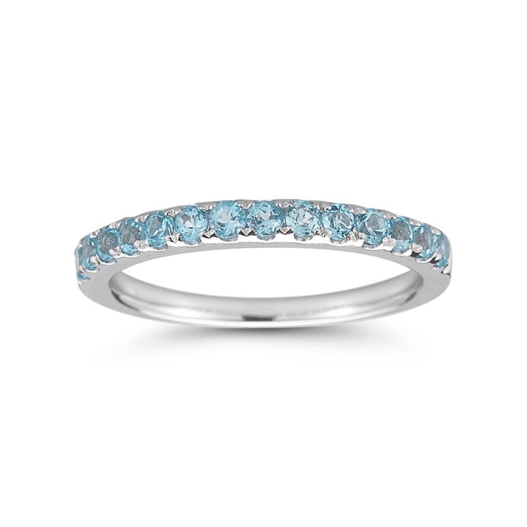 0.70ctw Blue Topaz Half Eternity Ring in 18ct White Gold Costco UK