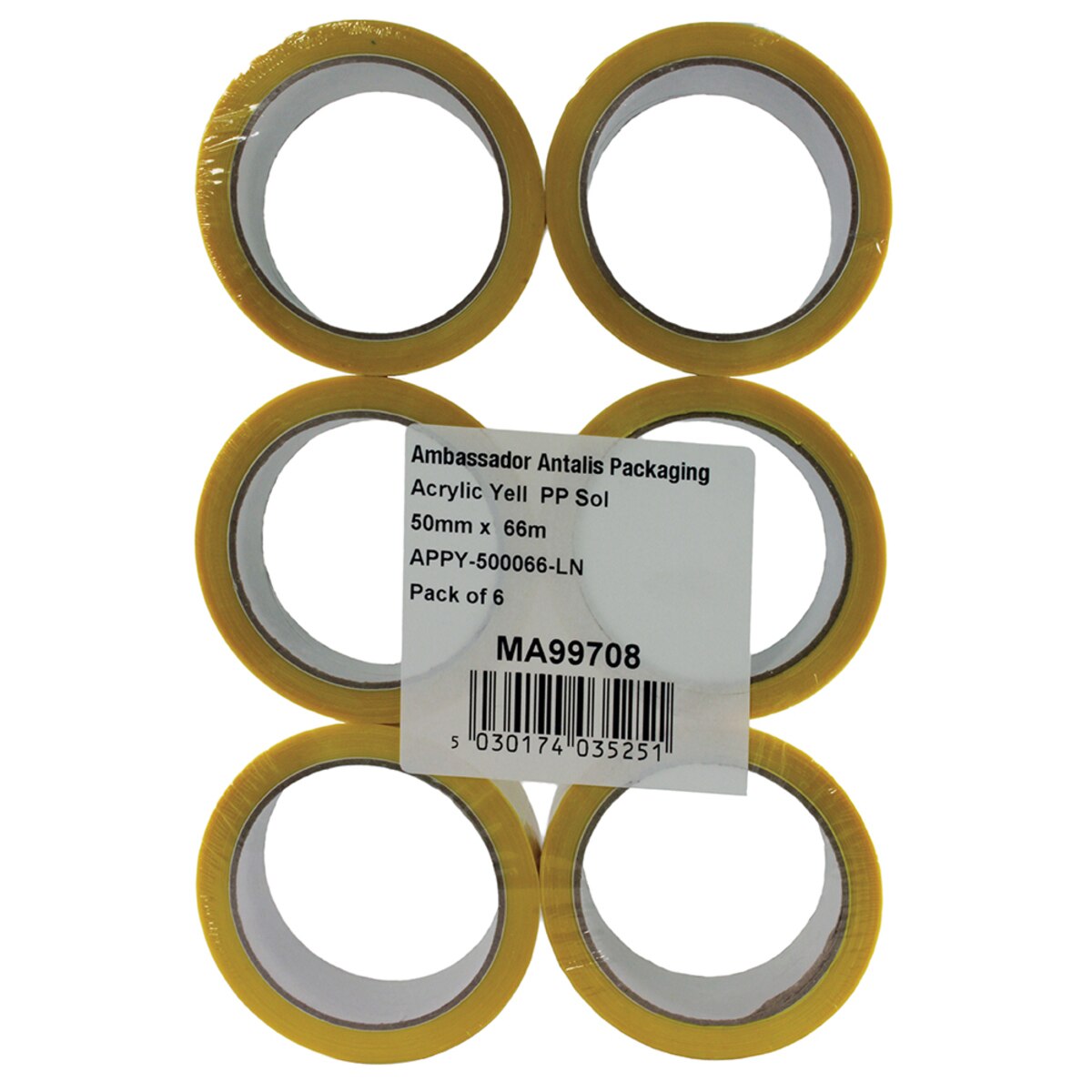 Polypropylene Tape 50mm x 66m Yellow MA99708 Costco UK