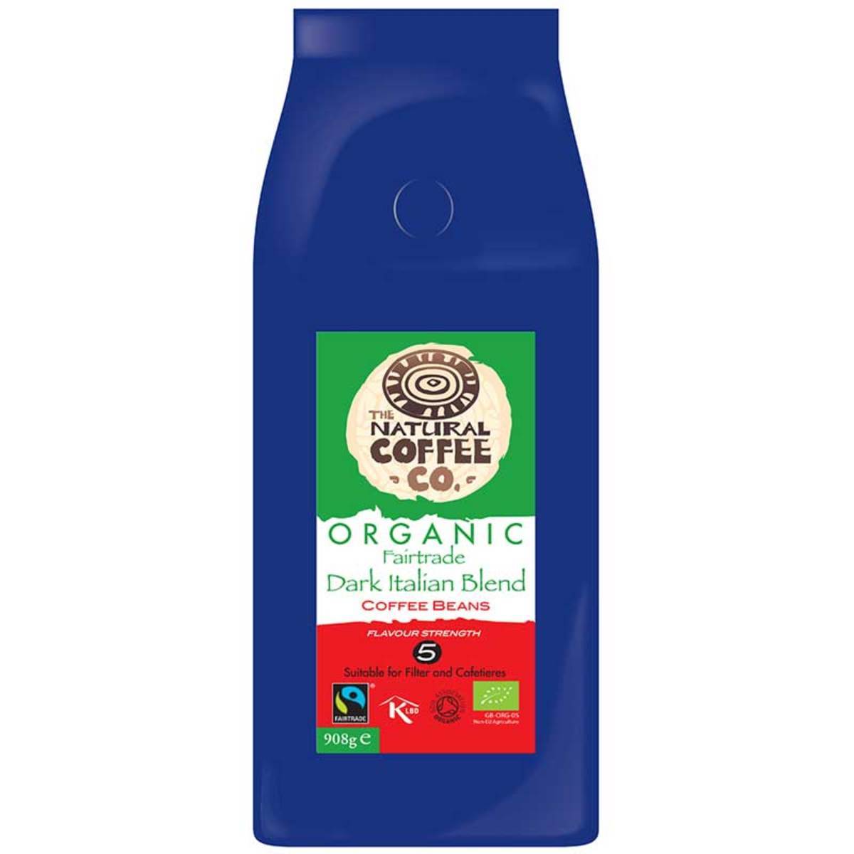 The Natural Coffee Co. Organic Dark Italian Blend Whole Bean Coffee, 908g