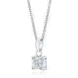 0.50ct Princess Cut Diamond Solitaire Pendant, 18ct White Gold