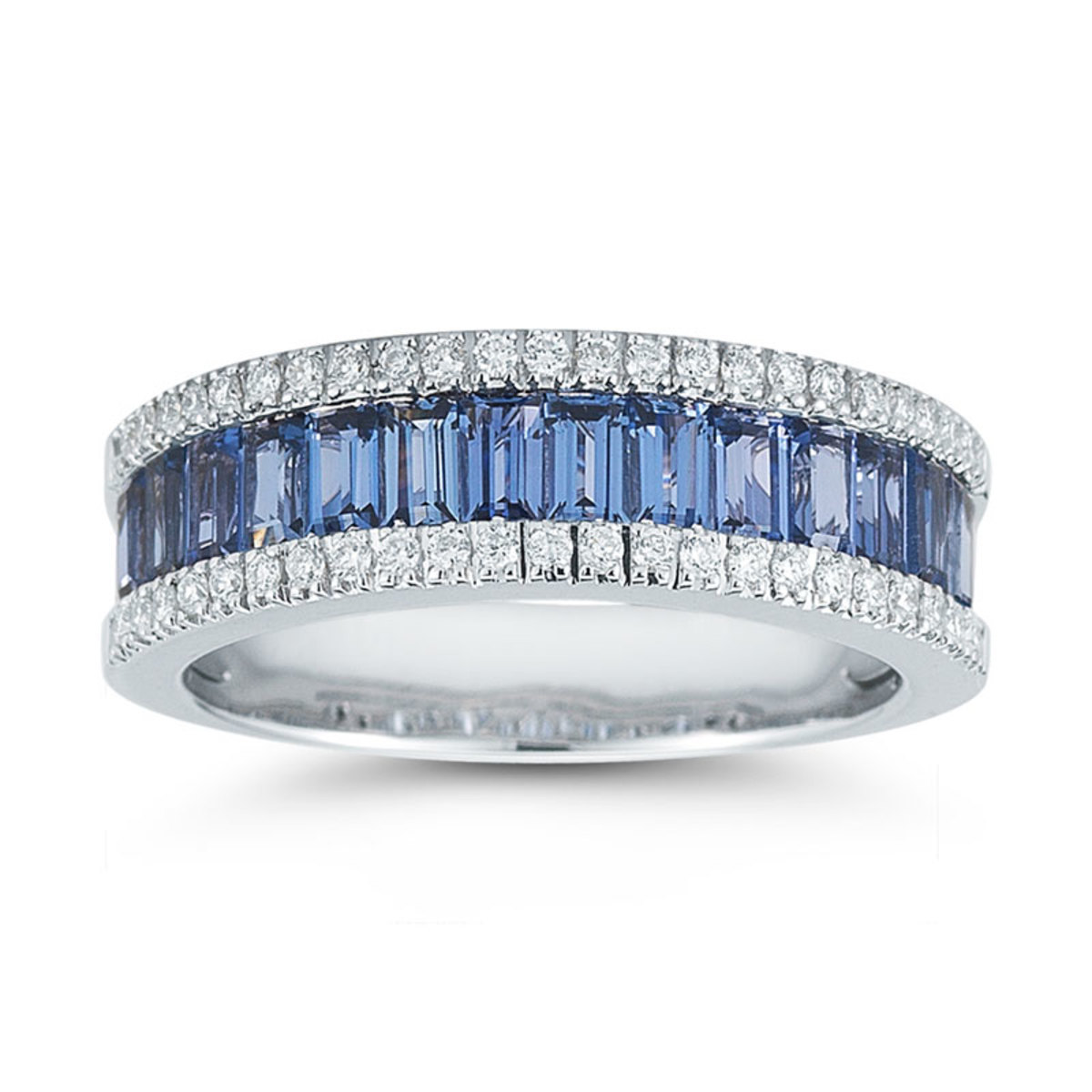 Blue Sapphire and 0.22ctw Diamond 18ct White Gold Ring | Costco UK