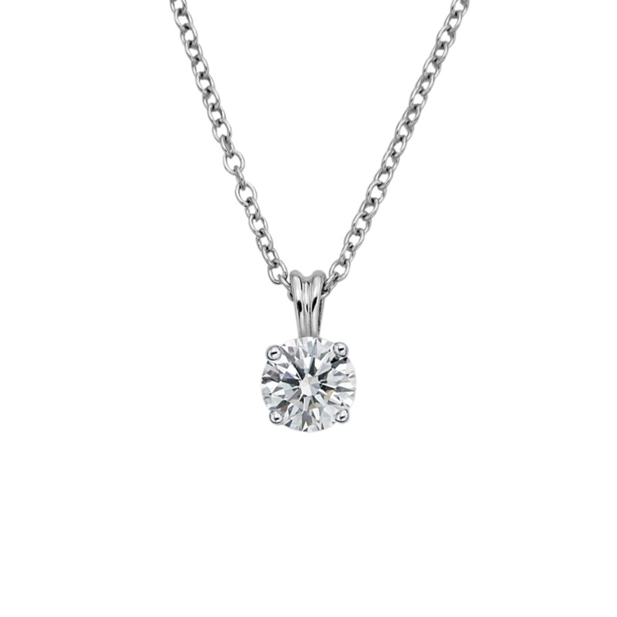 0.50ct Round Brilliant Cut Diamond Solitaire Pendant, 18ct White Gold