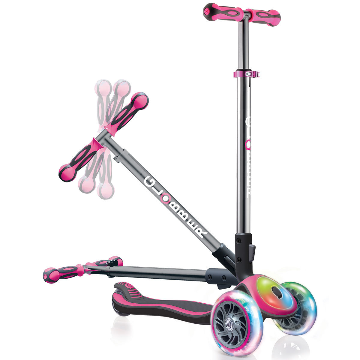 Globber Elite Titanium Flash and Lights Scooter in Pink (3+ Years)