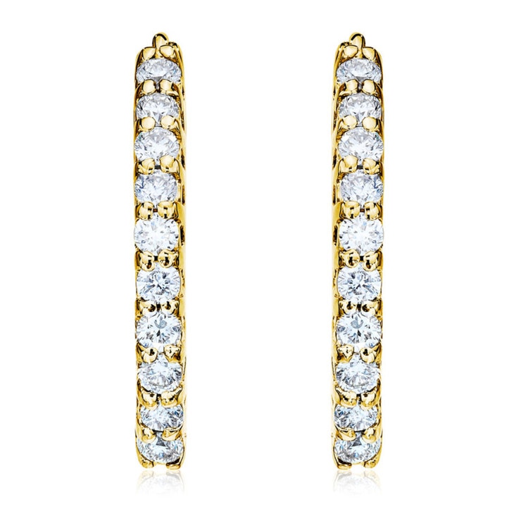 0.50ctw Round Brilliant Cut Diamond Hoop Earrings, 18ct Yellow Gold Costco UK