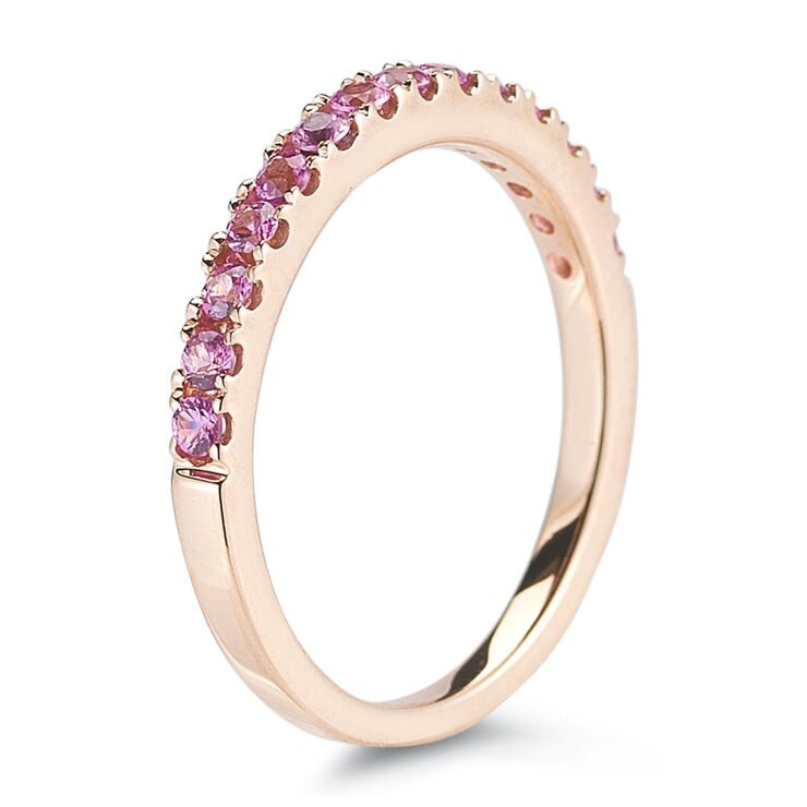 Pink Sapphire Half Eternity Ring in 18ct Rose Gold Costco UK