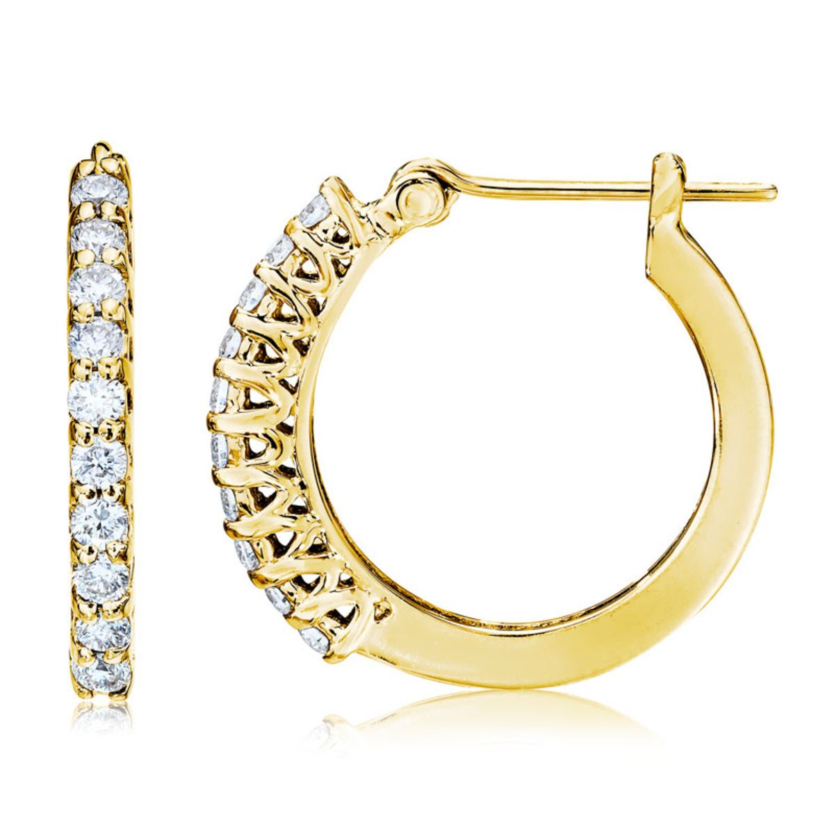 0.50ctw Round Brilliant Cut Diamond Hoop Earrings, 18ct Yellow Gold Costco UK