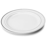 Mozaik 100 Disposable Silver Rimmed Plates, 19cm Diameter