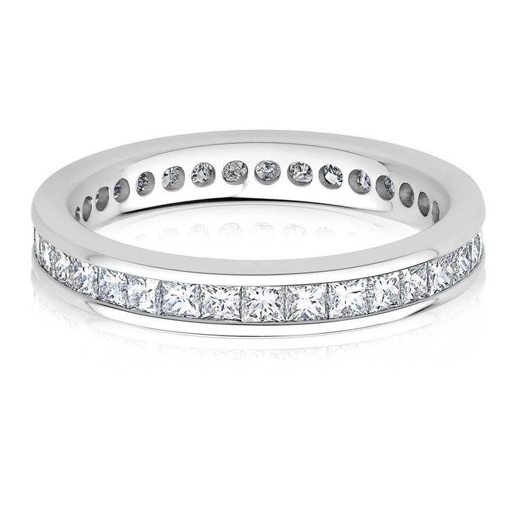 1.00ctw Princess Cut Channel Set Diamond Eternity Ring, 18ct White Gold