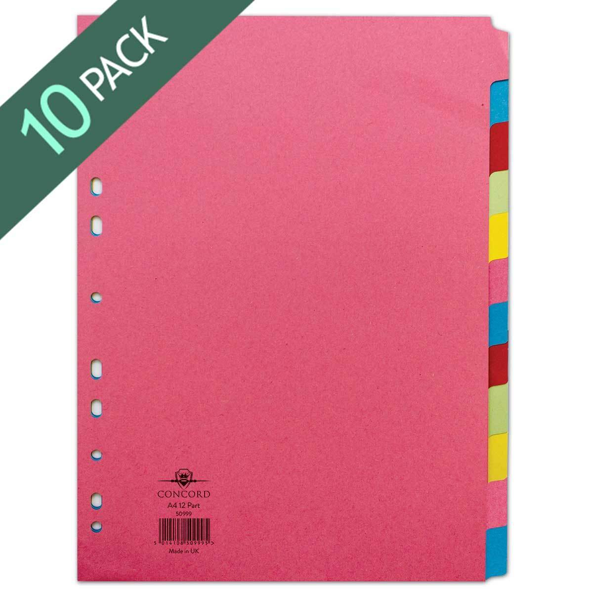 Concord A4 Bright 12 Tabs Dividers 10 Pack of 12 Dividers Costco UK