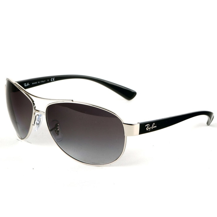 RayBan Aviator Silver & Black Sunglasses with Grey Lenses, RB3386 003