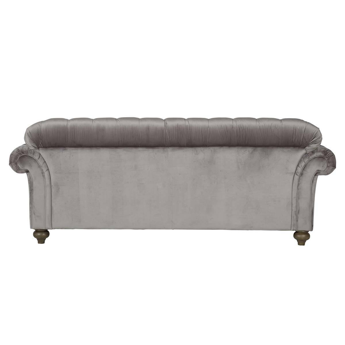 Bordeaux Button Back Grey Velvet 2 Seater Sofa