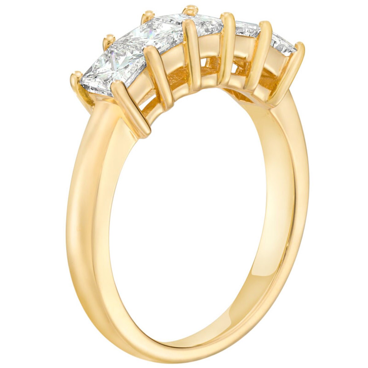 1.25ctw Princess Cut 5 Stone Diamond Ring, 18ct Yellow Gold