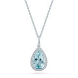 2.00ctw Aquamarine and 0.09ctw Diamond, 18ct White Gold Necklace