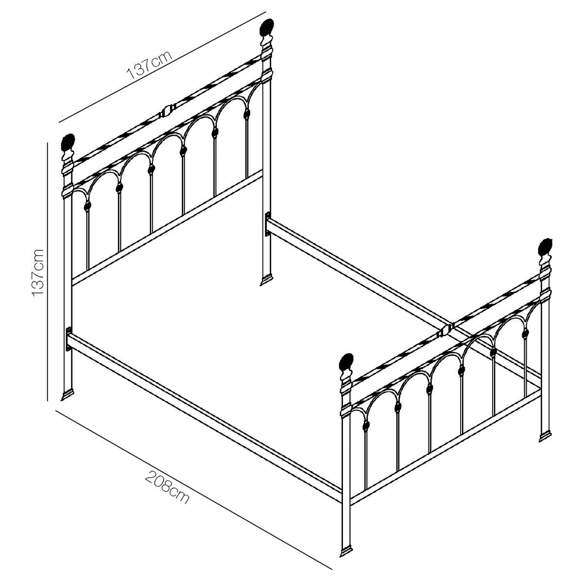 Bentley Cristina Antique Nickel Finish Metal Bed Frame, Double Costco UK