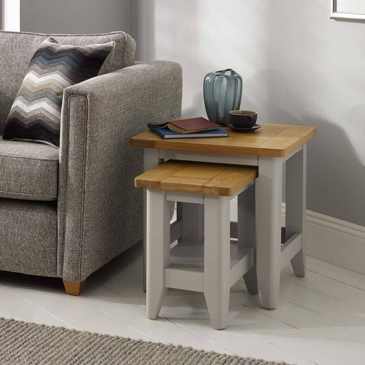 Bordeaux Painted Light Grey Nest of 2 Tables Costco UK
