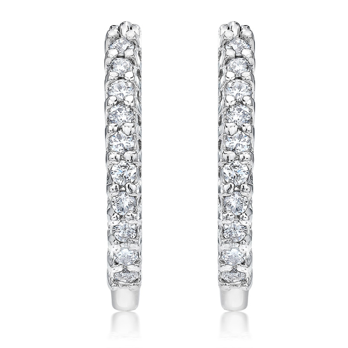 0.25ctw Round Brilliant Cut Diamond Hoop Earrings, 18ct White Gold