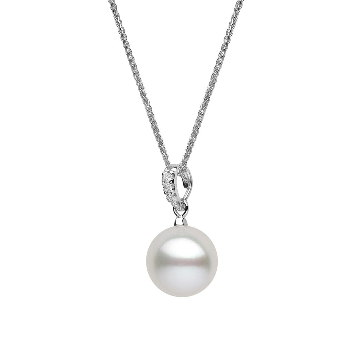 1111.5mm White South Sea Pearl and 0.08ctw Diamond Pendant, 18ct White