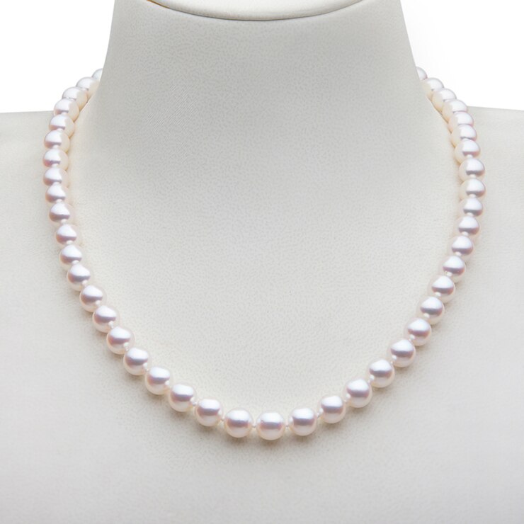 7.58mm Akoya Pearl Necklace in 18ct Yellow Gold Costco UK
