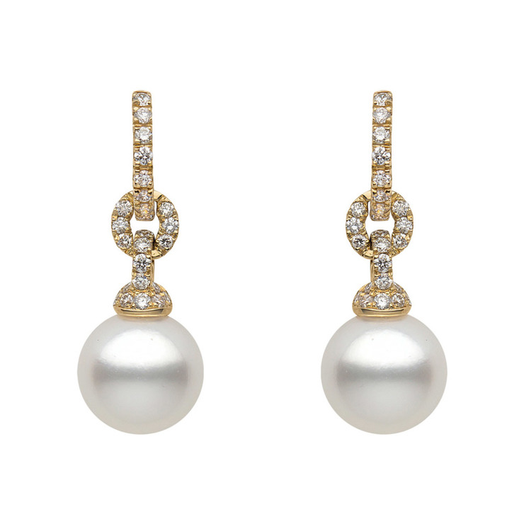 10-10.5mm White South Sea Pearl and 0.60ctw Diamond Earrings, 18ct ...