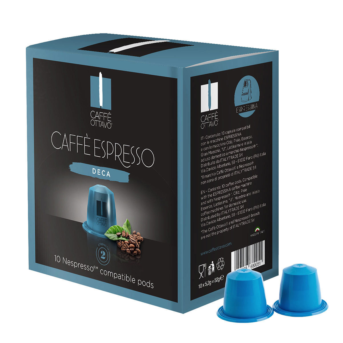 Caffe Ottavo Nespresso Compatible 120 Coffee Pods, Decaf