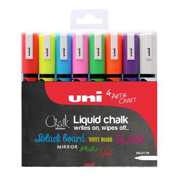 Uni Chalk Bullet Tip Markers - 8 Pack