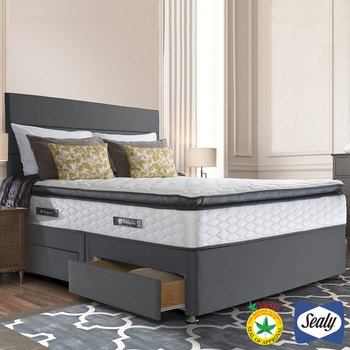 Sealy Symphony Posturetech Memory Mattress & Divan in Charcoal in 4 Sizes