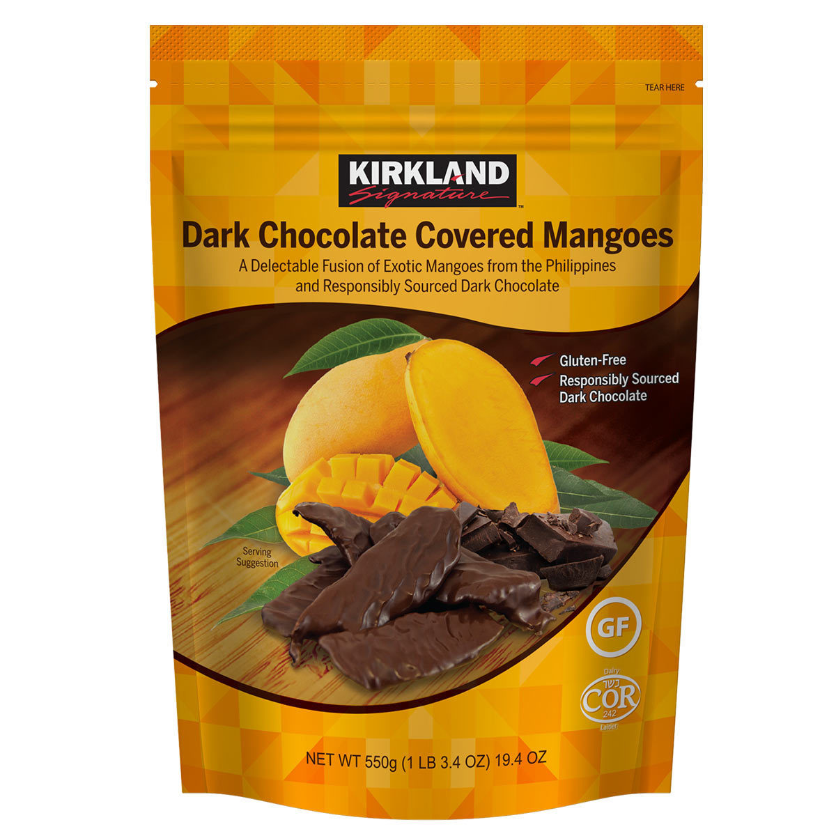 Kirkland Signature Dark Chocolate Covered Mangoes, 550g Costco UK