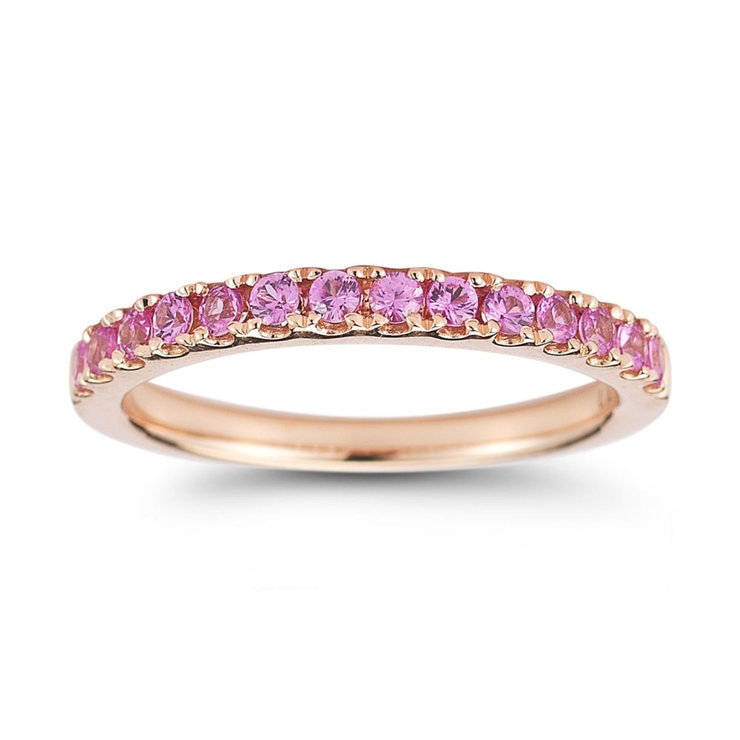 Pink Sapphire Half Eternity Ring in 18ct Rose Gold Costco UK