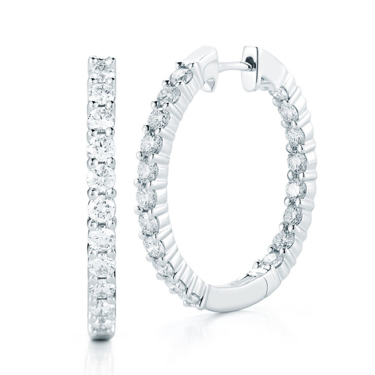2.00ctw Round Brilliant Cut Diamond Hoop Earrings Set Inside & Out