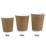 Cafe Express 10oz / 284ml Brown Corrugated Hot Cups, 1000 Pack