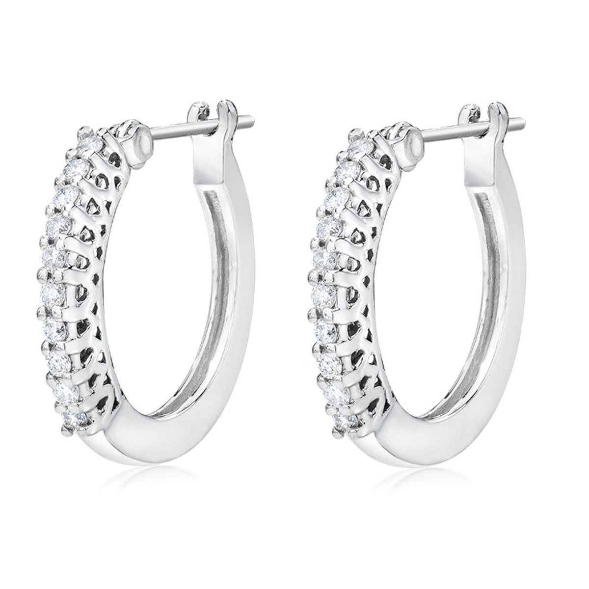 0.25ctw Round Brilliant Cut Diamond Hoop Earrings, 18ct White Gold