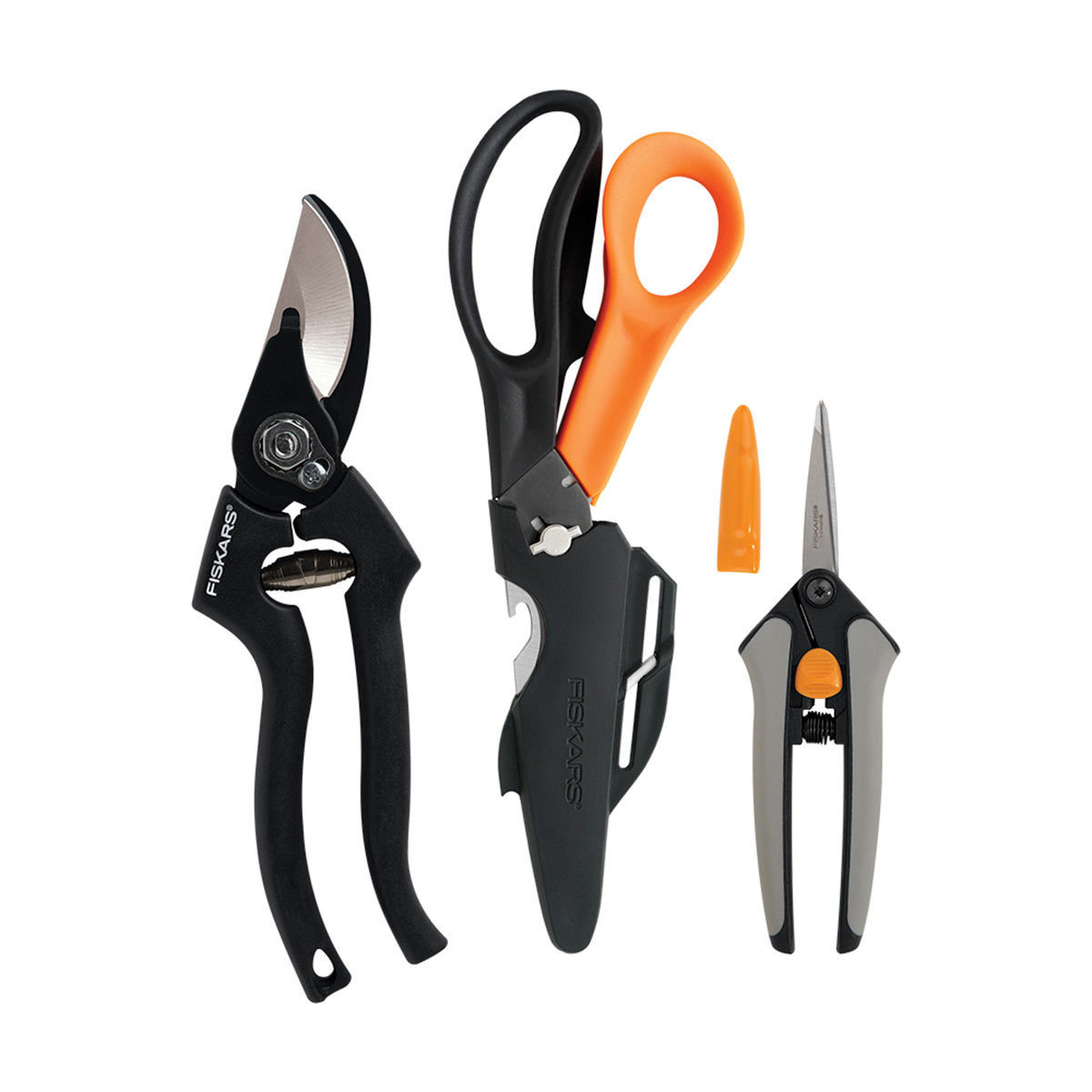 Fiskars 3 Piece Pruning Tool Set - Pro Pruner + Garden Scissors + Pruning Snip