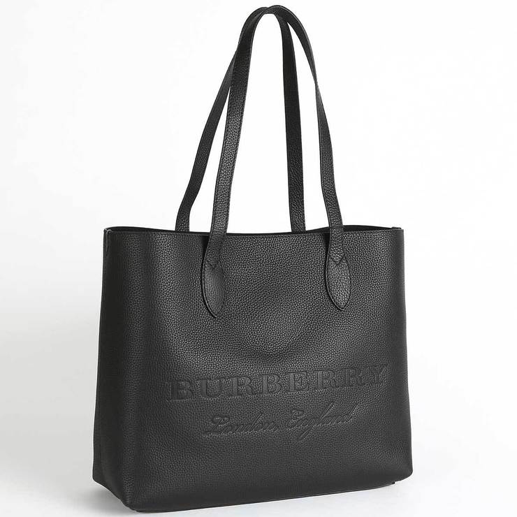 burberry black leather tote bag