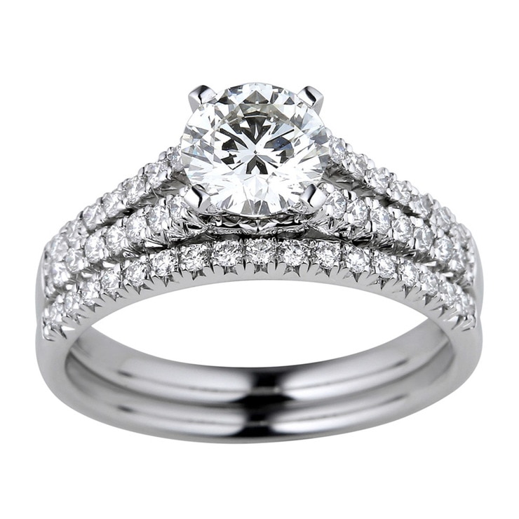 1.40ctw Round Brilliant Cut Diamond Wedding Band Set, Platinum Costco UK
