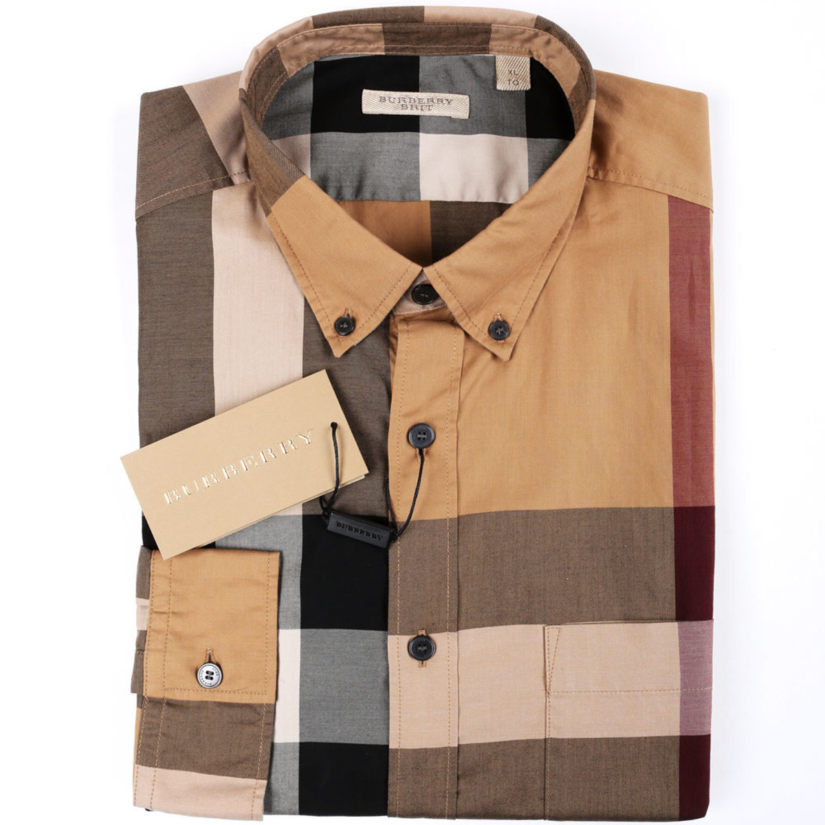 burberry camel check shirt